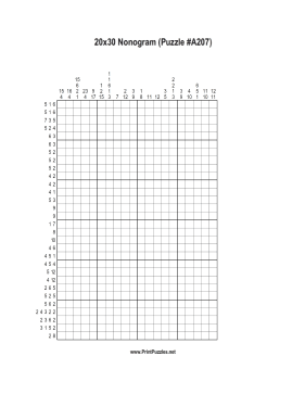 Nonogram - 20x30 - A207 Printable Puzzle
