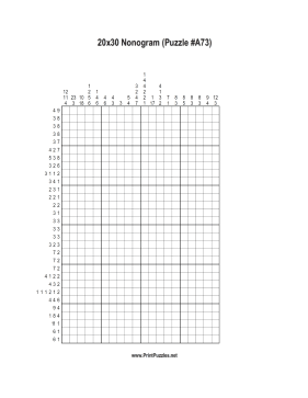 Nonogram - 20x30 - A73 Printable Puzzle