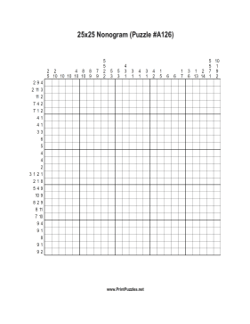 Nonogram - 25x25 - A126 Printable Puzzle