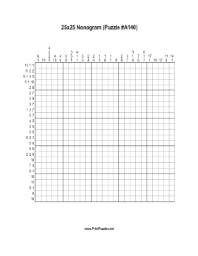 Nonogram - 25x25 - A140 Printable Puzzle