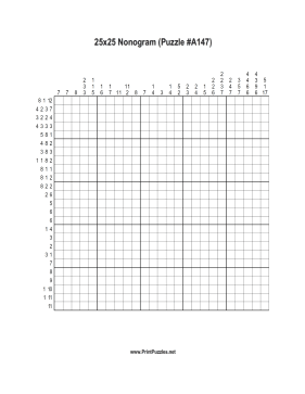 Nonogram - 25x25 - A147 Printable Puzzle