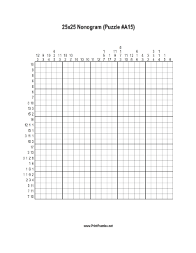 Nonogram - 25x25 - A15 Printable Puzzle
