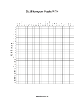 Nonogram - 25x25 - A179 Printable Puzzle