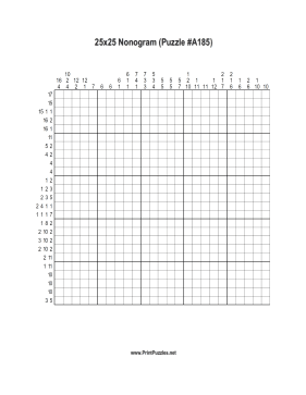 Nonogram - 25x25 - A185 Printable Puzzle