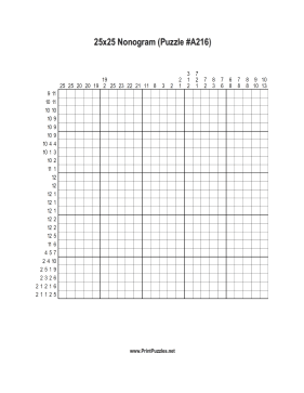 Nonogram - 25x25 - A216 Printable Puzzle