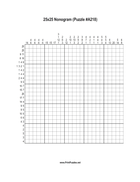 Nonogram - 25x25 - A218 Printable Puzzle