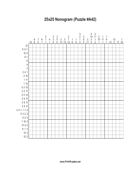 Nonogram - 25x25 - A42 Printable Puzzle
