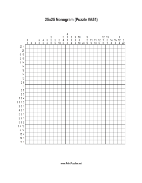 Nonogram - 25x25 - A51 Printable Puzzle