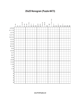 Nonogram - 25x25 - A73 Printable Puzzle