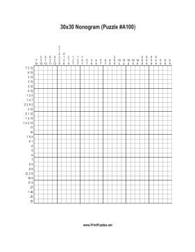 Nonogram - 30x30 - A100 Printable Puzzle