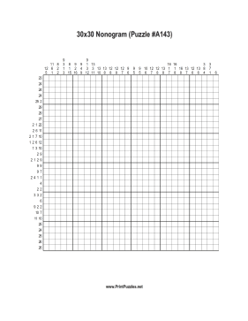 Nonogram - 30x30 - A143 Printable Puzzle