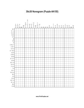 Nonogram - 30x30 - A155 Printable Puzzle