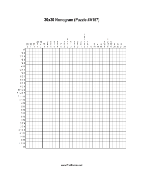 Nonogram - 30x30 - A157 Printable Puzzle
