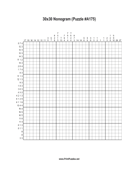 Nonogram - 30x30 - A175 Printable Puzzle