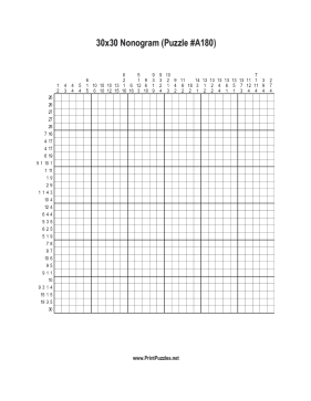 Nonogram - 30x30 - A180 Printable Puzzle