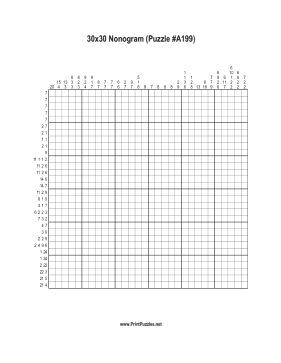 Nonogram - 30x30 - A199 Printable Puzzle