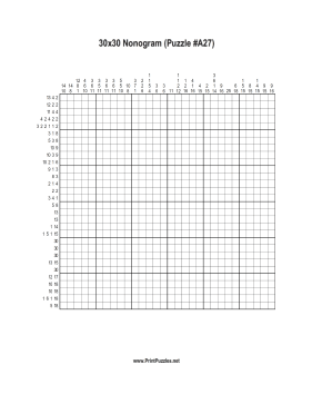 Nonogram - 30x30 - A27 Printable Puzzle