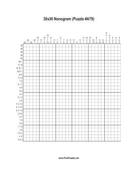 Nonogram - 30x30 - A79 Printable Puzzle