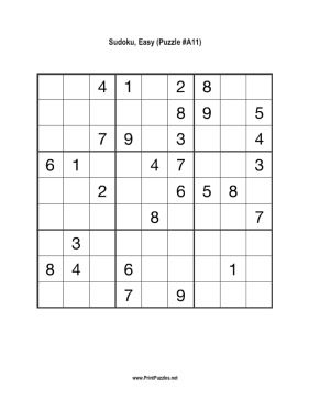 Sudoku - Easy A11 Printable Puzzle