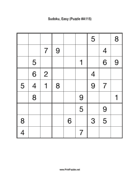 Sudoku - Easy A115 Printable Puzzle