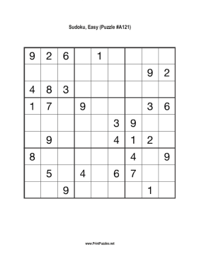 Sudoku - Easy A121 Printable Puzzle