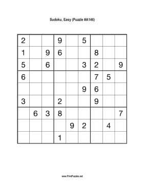 Sudoku - Easy A146 Printable Puzzle