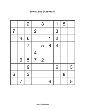 Sudoku - Easy A15 Printable Puzzle