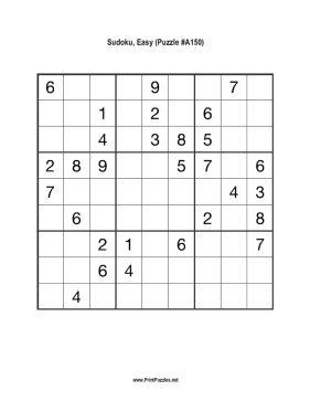 Sudoku - Easy A150 Printable Puzzle