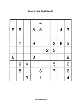 Sudoku - Easy A153 Printable Puzzle