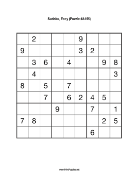 Sudoku - Easy A155 Printable Puzzle