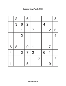 Sudoku - Easy A16 Printable Puzzle