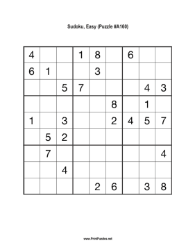Sudoku - Easy A160 Printable Puzzle