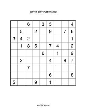 Sudoku - Easy A162 Printable Puzzle