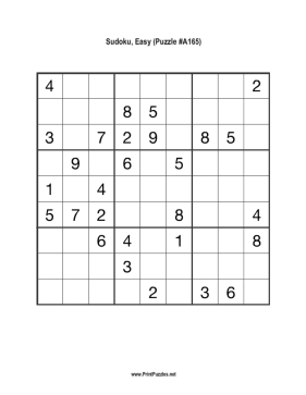 Sudoku - Easy A165 Printable Puzzle