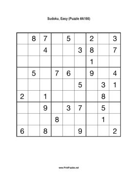 Sudoku - Easy A166 Printable Puzzle