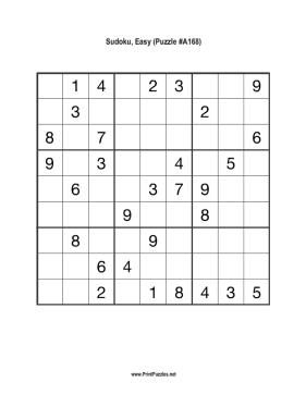 Sudoku - Easy A168 Printable Puzzle