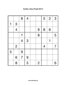 Sudoku - Easy A17 Printable Puzzle