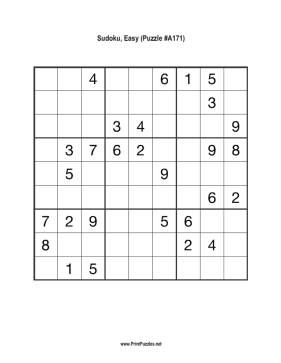 Sudoku - Easy A171 Printable Puzzle