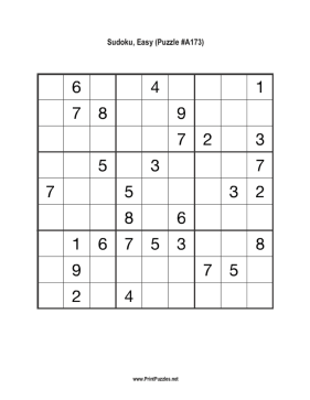 Sudoku - Easy A173 Printable Puzzle