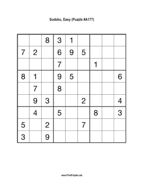 Sudoku - Easy A177 Printable Puzzle