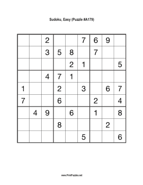 Sudoku - Easy A179 Printable Puzzle