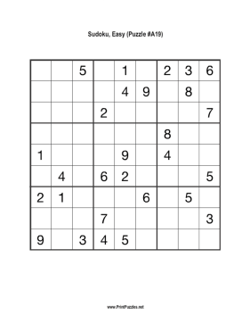 Sudoku - Easy A19 Printable Puzzle