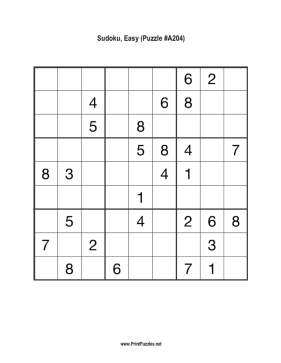 Sudoku - Easy A204 Printable Puzzle
