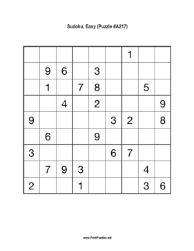Sudoku - Easy A217 Printable Puzzle