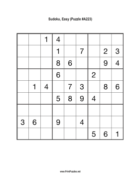 Sudoku - Easy A223 Printable Puzzle