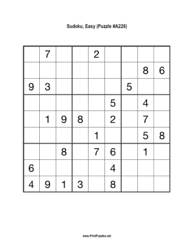 Sudoku - Easy A228 Printable Puzzle