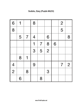 Sudoku - Easy A233 Printable Puzzle
