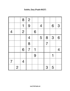 Sudoku - Easy A237 Printable Puzzle