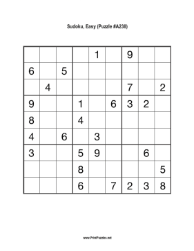 Sudoku - Easy A238 Printable Puzzle