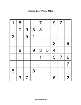 Sudoku - Easy A24 Printable Puzzle